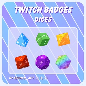 Twitch badges / Role playing game Dices / cute and colorful