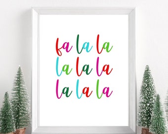 Fa La La La La Christmas Printable Home Decor Wall Art DIY Christmas Print Holiday Sign Coffee Bar Sign, Christmas Song Print