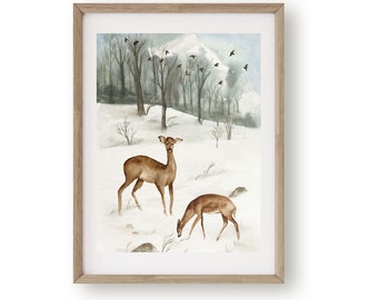 Nature Deer Christmas Print. Printable Artwork for your home. Get yours today!