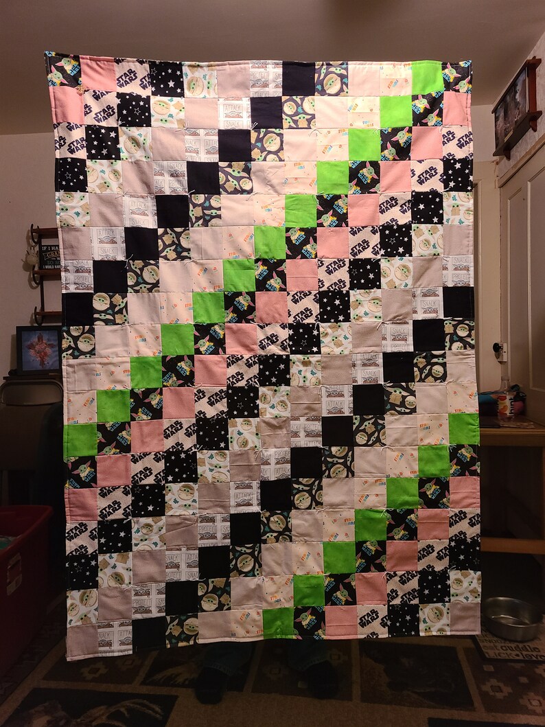 Baby Yoda Grogu Mandalorian Themed Quilt Etsy