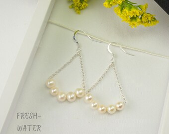 Real pearl dangle earrings | Freshwater pearls | Baroque pearl earrings | Pearl statement earrings | Bridal earrings pearl drop | Unique