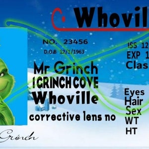 Grinch Drivers License digital download svg jpf