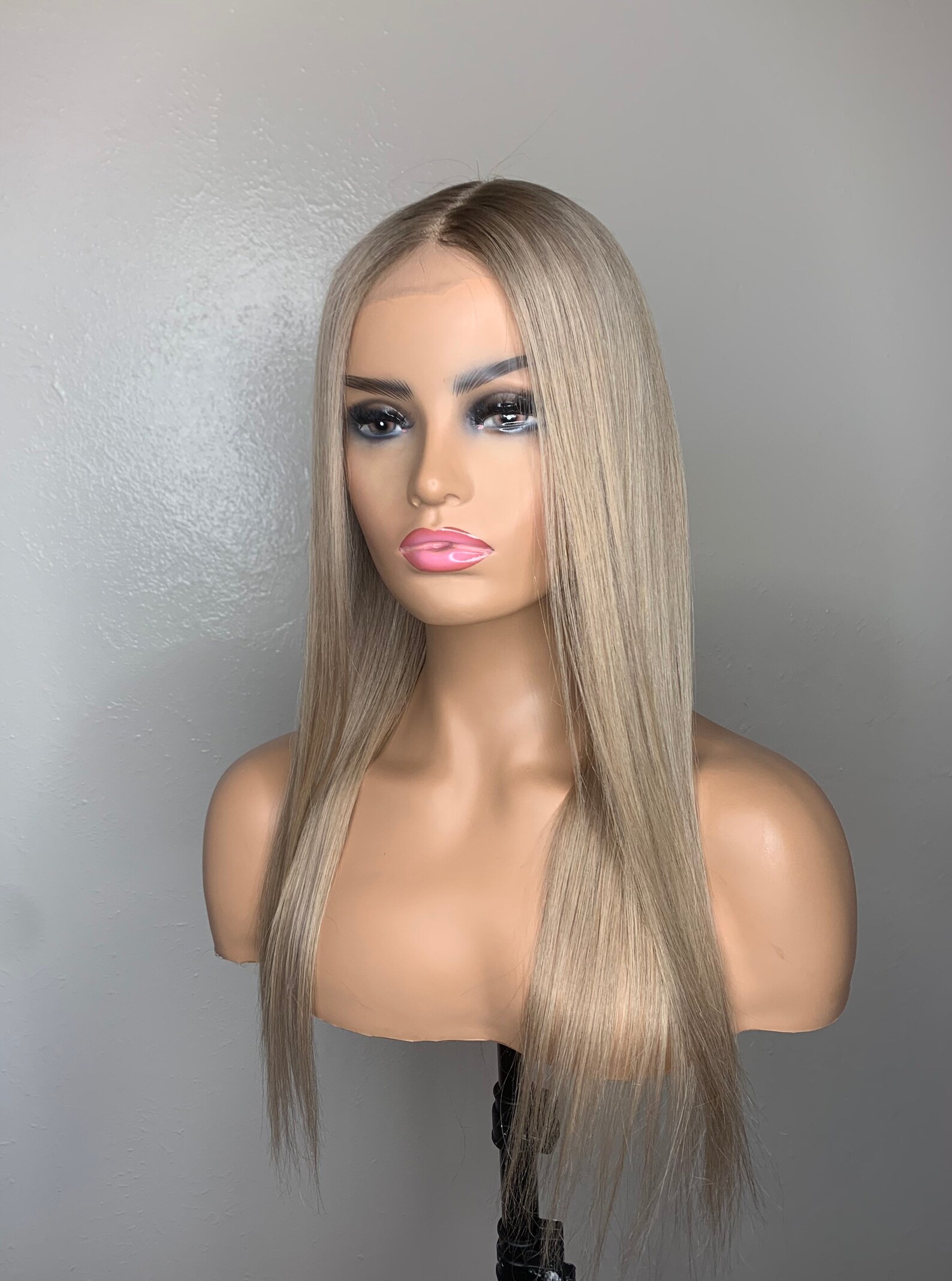 Ash Blonde Human Hair 4x4 Closure Wig Etsy