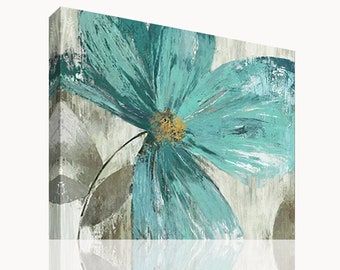 Hand Painted Canvas Wall Art –Blue Blossom Flower oil Painting for Wall Decoration, Floral Artwork  Ready to Hang