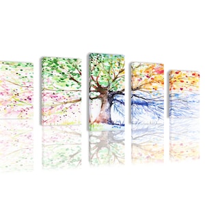 Canvas Prints Wall Art - Colorful Tree Painting, 5 Piece Artwork for Home Decor, Modern Picture Ready to Hang