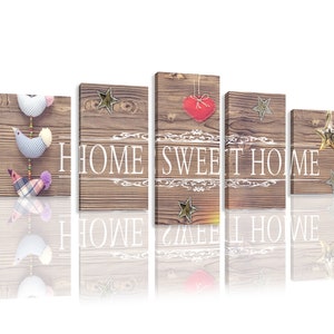 Canvas Prints Wall Art - Home Sweet Home Painting, 5 Piece Pictures for Home Décor, Ready to Hang