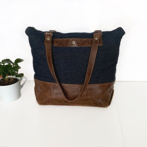 Shoulder Bag, Tote bag, Woman purse, Jeans Bag, Leather Bag,Gift for her, Gift for mom, Unique Purse, Bag with zipper closure,Bag,Woman gift