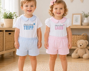 Personalized Baby Bubble Shirt | Embroidered Name Outfit | Boy Girl Bubble Romper | Monogram Baby Outfit | Classic Collar Bubble 6M–3T