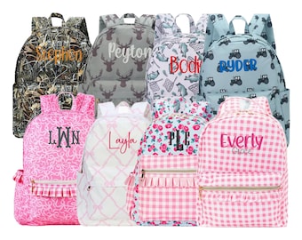 Personalized Seersucker Backpack  | Monogrammed Kids Backpack with Side Pockets | Embroidered Lunch Tote | 8 Color Options