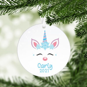 Unicorn Christmas Ornaments | Kids Personalized Christmas Ornaments for Kids | Personalized ornaments 2023