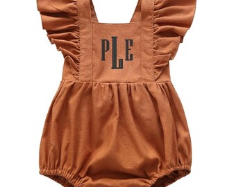 Baby Girl Romper | Infant Ruffle Denim Jumpsuit | Newborn to 24 Months | Toddler Girl Outfit | Cute Summer Clothes | Personalized Option