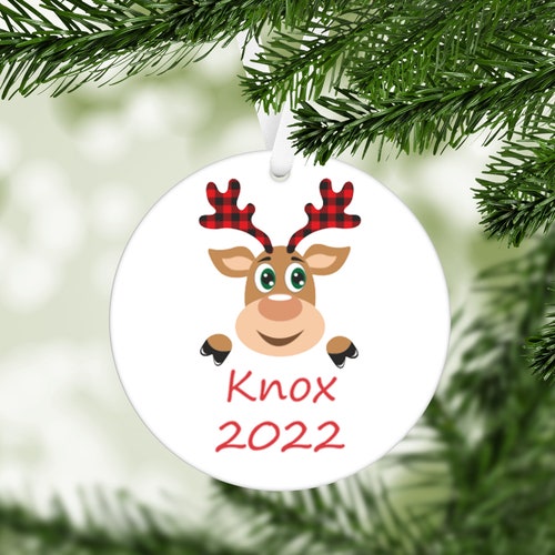 Personalized Reindeer Kids Christmas Ornament Etsy