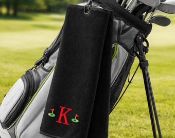 Personalized Golf Towel | Custom Embroidered Golf Gift | Tri Fold Golf Towel with Name | Golf Accessories for Men Women | Golf Bag Towel