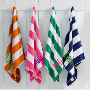 Personalized Embroidered Cabana Striped Beach Towel –Custom Name Pool Towel– Personalized Beach Towel – Bachelorette Gift - Custom Towel