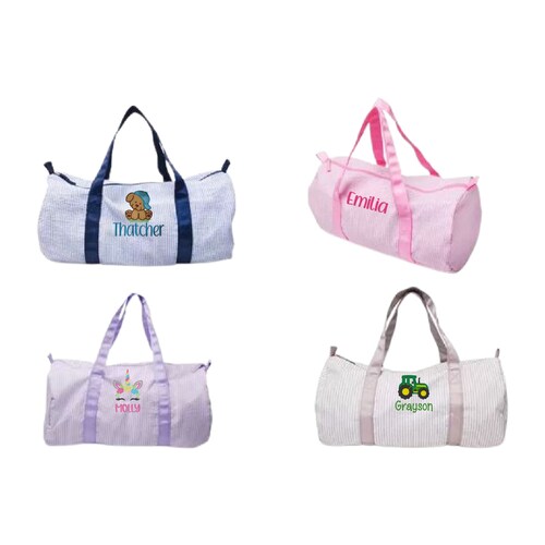 Personalized Baby Duffle Bag Monogram Seersucker Baby Bag Etsy