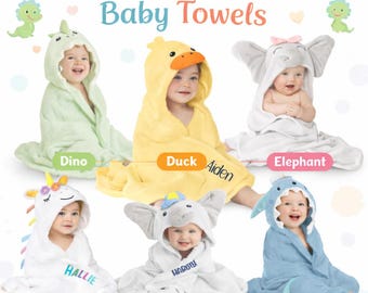 Animal Hooded Baby Towel, Organic Cotton Hooded Towel, Baby Bath Towel with Hood, Personalized Baby Gift Baby Shower Gift Toddler Bath Towel