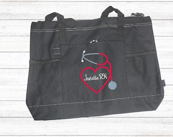 Personalized Heart Stethoscope Tote Bag | Personalized Labor Delivery Tote | Nurse Tote Bag | Nursing Tote Bag | Nurse Gift | Nurse Tote Bag
