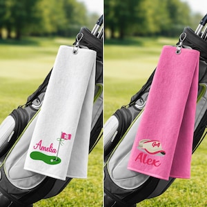Personalized Golf Towel | Custom Embroidered Golf Gift | Tri Fold Golf Towel with Name | Golf Accessories for Men Women | Golf Bag Towel