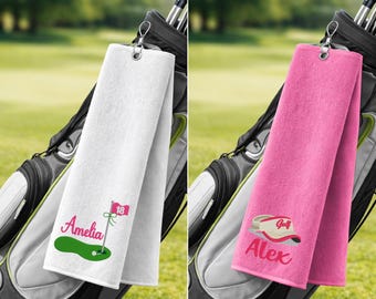 Personalized Golf Towel | Custom Embroidered Golf Gift | Tri Fold Golf Towel with Name | Golf Accessories for Men Women | Golf Bag Towel