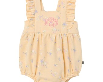 Baby Girl Romper | Sleeveless French Terry Summer Outfit | Personalized Baby Clothes | Newborn to 24 Months | Daisy, Cherry, Gingham