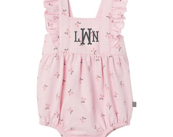 Baby Girl Romper | Sleeveless French Terry Summer Outfit | Personalized Baby Clothes | Newborn to 24 Months | Daisy, Cherry, Gingham