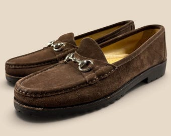 Cole Haan Vintage Made in Italy Brown Suede Horsebit Loafers Mens 9 M