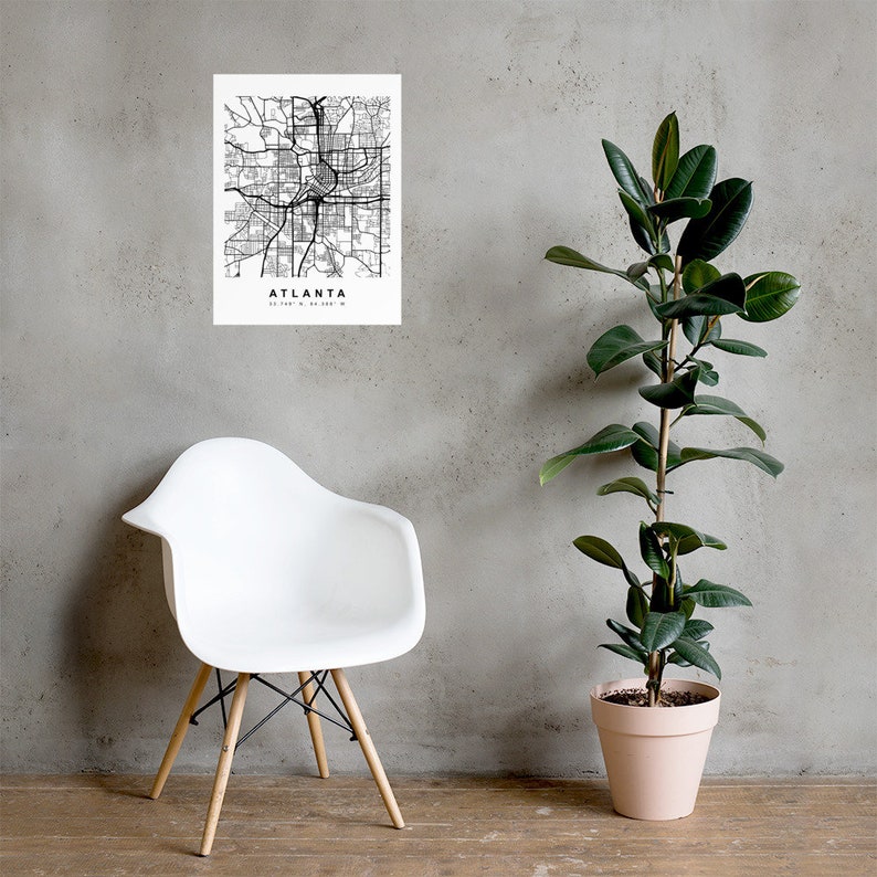 Modern Wall Art Contemporary Art Gift Atlanta Georgia City Map Print Premium Poster Office Decor