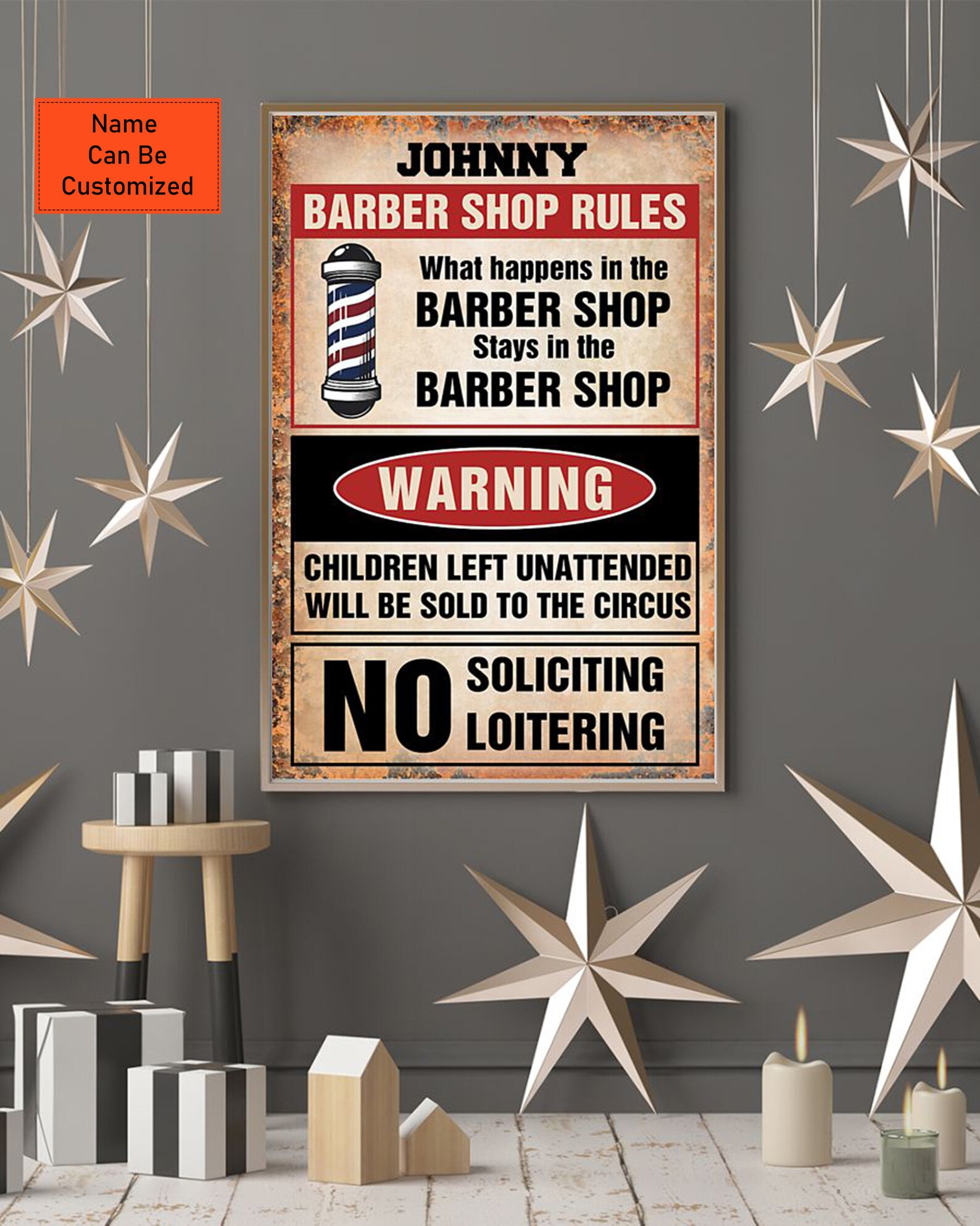 Personalized Barber Shop Rules Poster Children Left Etsy