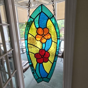 Stained Glass Hibiscus Surfboard 6.5&quot;W x 15.5&quot;H