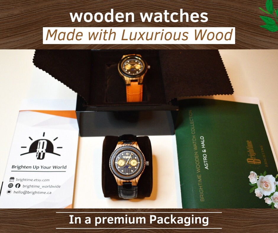 Luxury Wood and Leather Watch With Perpetual Calendar Moonphase Display Exquisite Box Limited 100 Editions Etsy