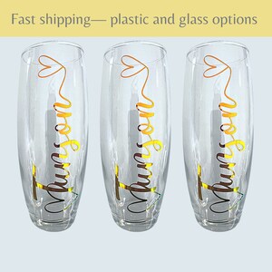 Custom Champagne Flutes, Custom Stemless Flutes, Anniversary Champagne Glass, Bridesmaids Champagne Glass, Personalized Champagne Glass