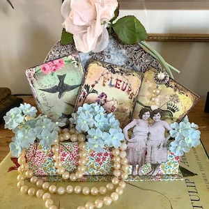 Mixed Media Assemblage, Vintage Ephemera Assemblage, Vintage Assemblage, Romantic Mixed Media Art, Romantic Assemblage