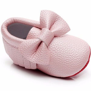 Red Bow Pink Red Bottoms - Baby Shoes Designer Inspired
