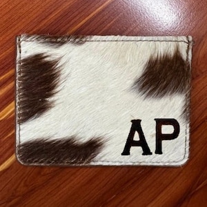 Tarjetero de marca personalizado / Regalos rancheros personalizados / Tarjetero de piel de vaca del oeste / Billetera con iniciales de marca / Billetera de piel de vaca personalizada