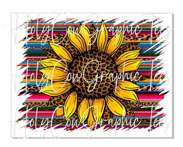 Leopard Sunflower Sublimation Design PNG / Western Serape Tshirt Desi…