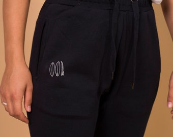 Sustainable Unisex Surfboard Sweatpants navy / hand printed / 100% organic cotton