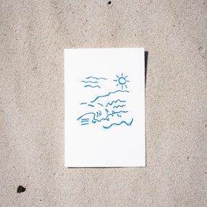 Hand Printed Art Prints Postcards Surferstyle Sea Lovers Nature Salty Mind