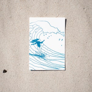 Hand Printed Art Prints Postcards Surferstyle Sea Lovers Nature Surfer Girl