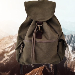 Vintage organic canvas backpack olive