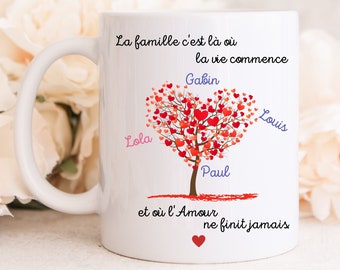 Mug arbre de vie personnalisé, cadeau  maman, cadeau mamie