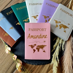 Protège passeport personnalisé, étui pour passeport, housse passeport, pochette passeport prénom