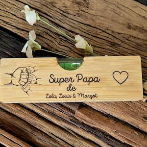 Personalized wooden bottle opener/measuring tape, wooden spirit level, gift for dad, gift for grandpa image 1