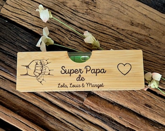Mètre en bois décapsuleur personnalisé, niveau à bulle en bois, cadeau papa, cadeau papi