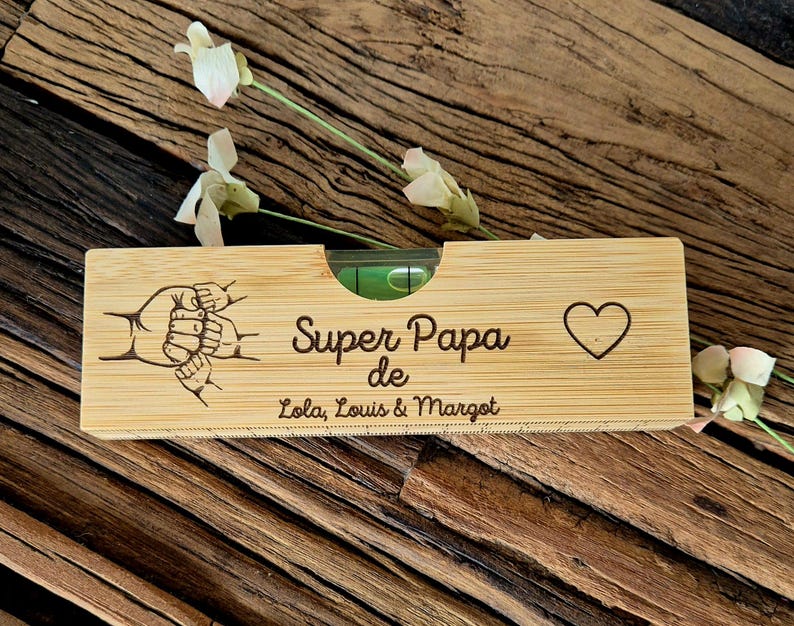 Personalized wooden bottle opener/measuring tape, wooden spirit level, gift for dad, gift for grandpa image 1