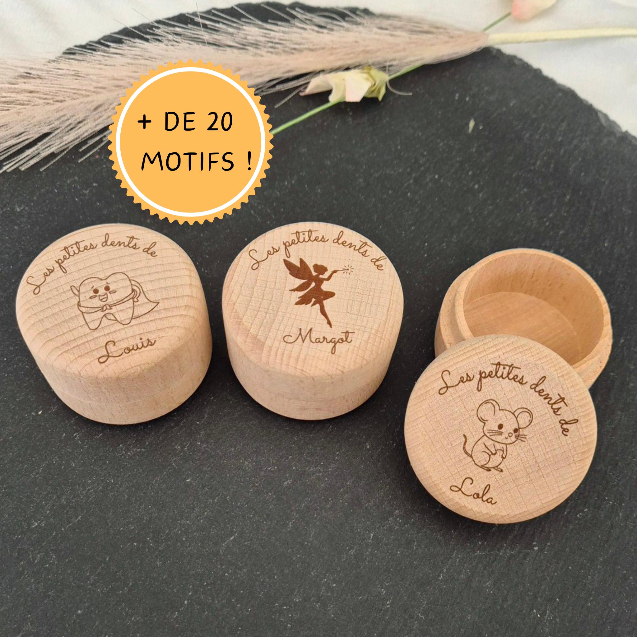 Minfuerang Boîte à Dents De Lait En Bois - 5x3,5 Cm - Cadeau Mignon Pour Nouveaux Parents, Baptême, Anniversaire Enfant