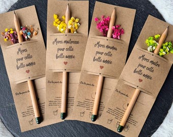 Crayon à planter – Cadeau fin d’année scolaire Merci maîtresse ATSEM maître nounou | Cadeau écologique enseignant