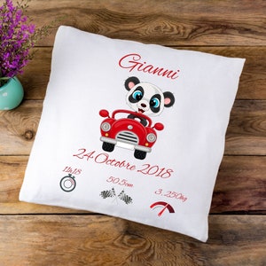 Coussin de naissance personnalisé modèle voiture
