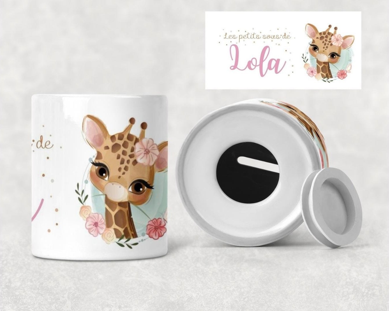 Tirelire Personnalisée avec Prénom Modèle Girafe
