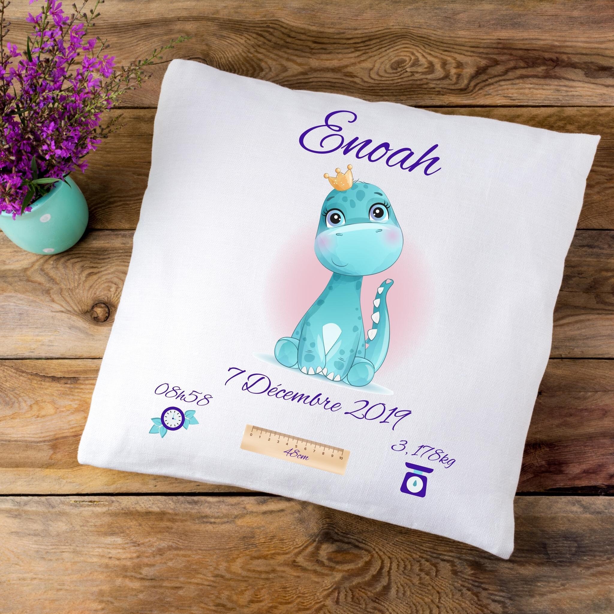 Coussin Naissance Personnalisé Modèle Dinosaure
