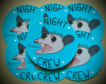 Night Crew Sticker ~ Night Shift Sticker ~ Opossum Sticker ~ Vet Tech Sticker ~ LVT Gift ~ Wildlife Sticker ~ RN Gift ~ Insomnia Sticker
